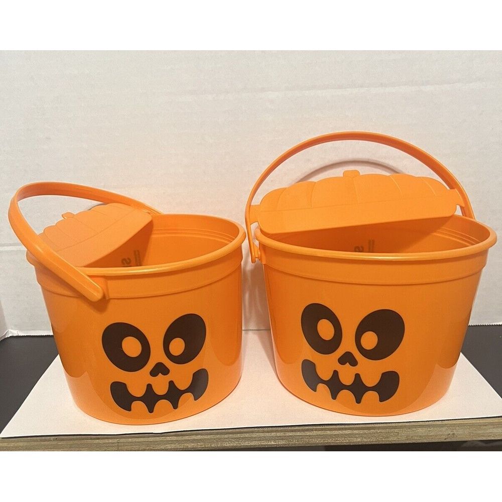 2023 McDONALD'S Halloween Bucket Pail HAPPY MEAL‎ TOYS Orange Skeleton Set Of 2